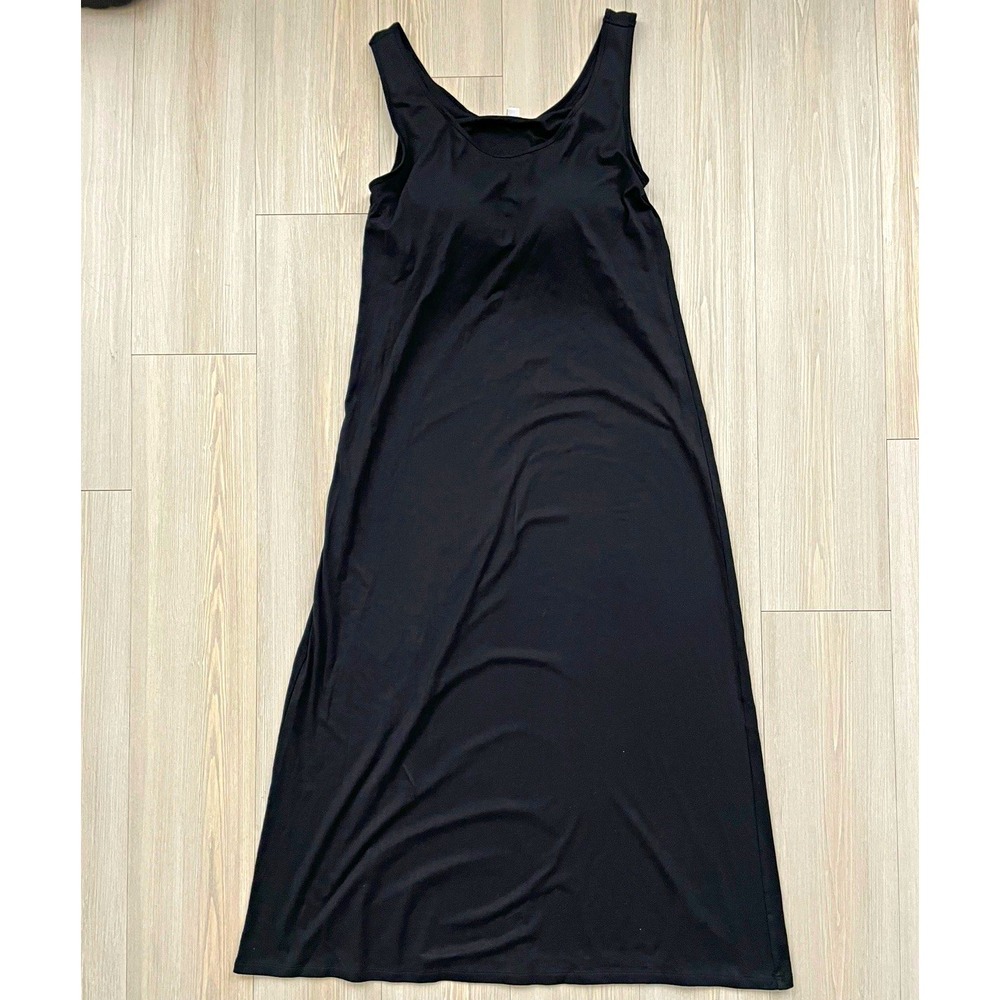 UNIQLO Women's Black Sleeveless Scoop Neck Tank Dress Built in Bra Sz M LBD